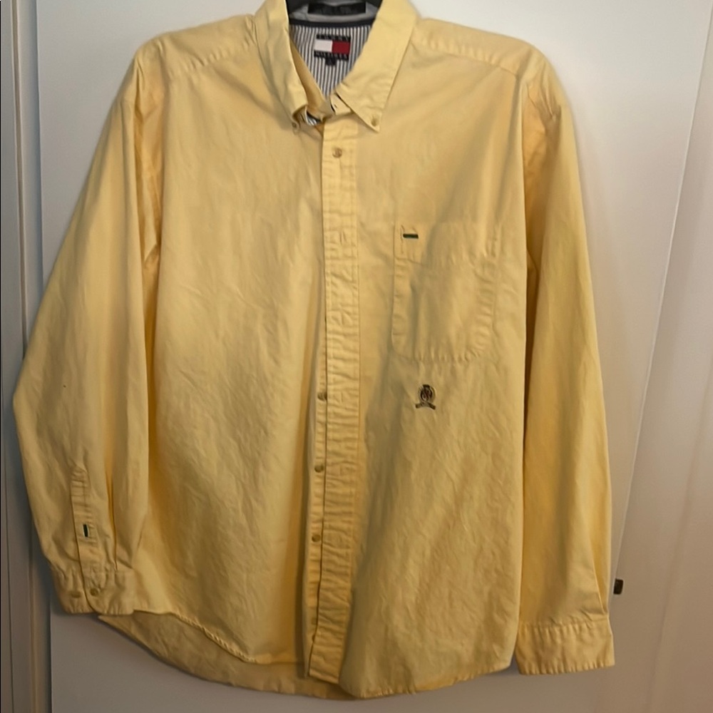 2 Tommy Hilfiger Yellow and red, blue checked long sleeve Shirt,  large vintage